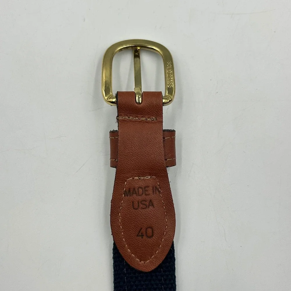 Zep-Pro Nautical Signal Flag Belt Navy Blue Mens Size 40 Leather Webbing EUC